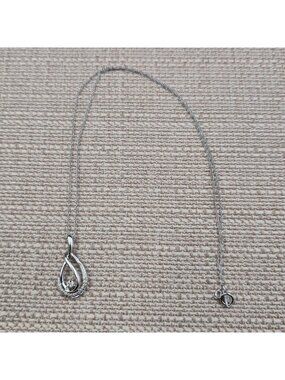 18 Inch Sterling Silver Infinity Loop Diamond Chips Pendant Necklace A7403